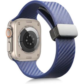 Magnetic Band Compatible with Apple Watch Band 49mm 45mm 44mm 42mm 41mm 40mm 38mm Women Men, Carbon Fiber Silicone Sport Band Compatible for iWatch Apple Watch Series 9 8 7 6 5 4 3 2 1 SE