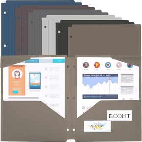 EOOUT 12 Pack Pocket Folders for 3 Ring Binder, Folders with Pockets, Rainbow Colors, for Office Students and School, Letter Size, A4 Size