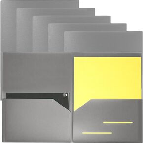 Youngever 6 Pack Heavy Duty Plastic Two Pocket Folders, Heavy Duty Plastic 2 Pocket Folder (Light Blue)