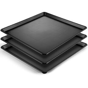 Saillong 3pcs Oil Change Drain Pan, 22'' x 21'' Large Mini Fridge Drip Tray for Mini Fridges Air Conditioners Machinery, Black Plastic Leak Proof Drip Pan