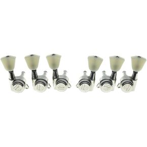 Guitar 3-per-side Locking Tuners 18:1 Locking Tuning Keys Guitar Tuning Machines with Off White Keystone Handle for LP/Les Paul/SG/ES or Acoustic Guitars Black