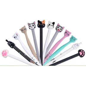 cute cat gel pens,fun kawaii pens set,Animal black ink pens for kids office school supplies,12-Styles…