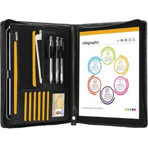 حافظة مجلدات من الجلد الطبيعي من Ringsun، حافظة أعمال جلدية مقاس A4/Pad، منظم مجلدات المحفظة الجلدية، بني in Kuwait