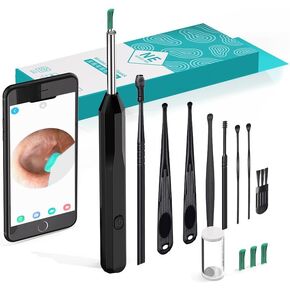 Ear Wax Removal Tool, high-Definition Otoscope, with Ear Collection Tool, 4 Ear Spoons, and 6 LED Lights for Ear Wax Cleaning, Suitable for iOS, iPad, Android