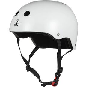 Triple Eight The Certified Sweatsaver Helmet for Skateboarding, BMX, Roller Derby and Roller Skating, White Glossy, L/XL