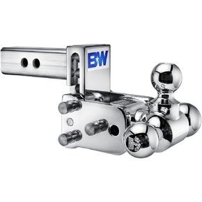 B&W Trailer Hitches Chrome Tow & Stow Adjustable Trailer Hitch Ball Mount - Fits 2" Receiver, Tri-Ball (1-7/8" x 2" x 2-5/16"), 3" Drop, 10,000 GTW - TS10047C