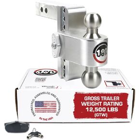 Weigh Safe Adjustable Trailer Hitch Ball Mount - 4" Adjustable Drop Hitch for 2" Receiver - Premium Heavy Duty Aluminum Trailer Tow Hitch w/ Stainless Steel Tow Balls (2" & 2 5/16") - 12,500 lbs GTW
