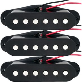 Electric Guitar Single Coil Pickups Set Vintage Voice SSS Replacement for Neck/Middle/Bridge Pickups Squier Stratocaster ST Style Guitar, Black