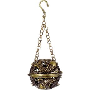 GANAZONO Incense Burner Hanging Censer Incense Burner with Chain Brass Incense Burner with Lid Ball Shape Crafts Tibetan for Resin Charcoal