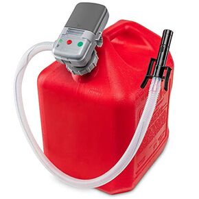 Automatic Fuel Transfer Pump with Auto-Stop, AA Battery Powered, Advanced Adapter Fits All Size Gas Cans, Extra Long Hose, Portable Liquid Pump for Gasoline, Diesel Fuel