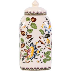 جرة الزنجبيل السيراميك نمط الأزهار مع غطاء تصميم زهرة خمر علبة سفينة متطورة للمطبخ كونترتوب المنزل الطعام غرفة المعيشة ديكور معرض داخلي الديكور in Kuwait