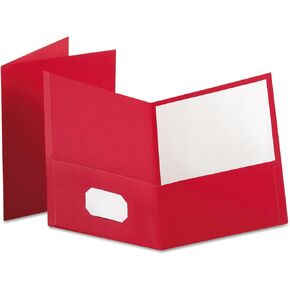 Oxford 57511 Twin Pocket Folders,w/o Fasteners,11-Inch x8-1/2-Inch ,25/BX,RED