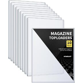 Magazine Toploader - 7mm Thick Plastic Sleeves, 9x11.5 Top Loader Binder Magazine Protectors for Collectors, 10 Pack