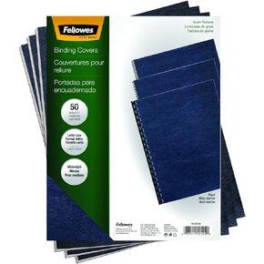 Fellowes Letter Size Binding Covers Expressions Grain, 50-Pack, Navy (52124)