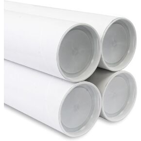 MagicWater Supply Mailing Tube 3 in x 12 in - White - 4 Pack - for Shipping and Storage of Posters, Arts, Crafts, and Documents