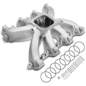 A-Premium Engine Aluminum Single Plane Carb Mid-Rise Intake Manifold fits for Chevy GM LS Gen III, IV LS3 L92 - Rectangular Port Cylinder Heads - 2500-7000 RPM, 5.42 inch HT, w/Seals & Bolts
