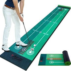 PGM Golf Putting Mat - 10 ft Putting Green Indoor with Blocking Ball Design, Durable Crystal Velvet Putting Matt for Indoors, Outdoors, Home and Office - Golf Gifts Golf Accessories for Men