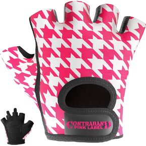 5257 Women's Design Series Houndstooth Print Lifting and Rowing Gloves (Pair) - Lightweight Vegan Medium Padded Microfiber Amara Leather w/Grip-Lock Silicone