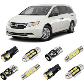 White Interior LED Lights Kit for Honda Odyssey 2011 2012 2013 2014 2015 2016 2017 Super Bright 6000K Interior LED Light Bulbs Package + License Plate Lights and Install Tool