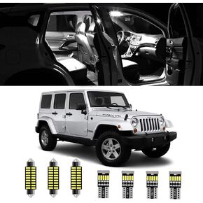 7pcs Wrangler Interior LED Light for Jeep Wrangler JK 2007 2008 2009 2010 2011 2012 2013 2014 2015 2016 2017 2018 2-Door 4-Door Super Bright 6000K White Interior LED Bulbs Package + Install Tool