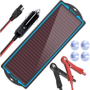 12V Solar Trickle Charger Portable Power Solar Panel Solar Battery Charger 12 Volt Waterproof Solar Battery Maintainer for Car Truck Boat RV Motorcycle Marine Trailer Battery
