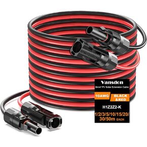 Solar Panel Extension Cable, 30 Feet 10AWG Solar Extension Cable Kit with Female & Male Waterproof Connectors for RV, Photovoltaic Systems (9m)