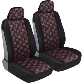 BDK Blue Aztec Car Seat Covers for Front Seats, 2 Pack – Geometric Print Front Seat Cover Set with Matching Headrest, Sideless Design for Easy Installation, Universal Fit for Car Truck Van and SUV