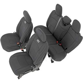 Rough Country Neoprene Seat Covers (fits) 2018-2020 Jeep Wrangler JL 4DR 1st/2nd Row | Water Resistant | 91010 , Black