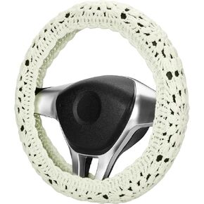 Crochet Steering Wheel Cover Set,Cute Car Steering Wheel Cover Boho 14-15in,Sunflower Granny Square Pattern Gift,Women Car Accessories (A Wheel Cover)