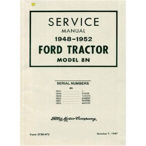 1948 1949 1950 1951 1952 FORD 8N TRACTOR Service Manual