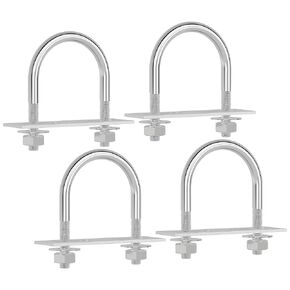 4 Sets 304 Stainless Steel Round Bend U-Bolts 1.5"(38mm) Inner Width 2.28"(58mm) Length M6 with Nuts, Frame Plate, Washers, Accessories for Boat Trailer Axle Sailboat Trailer