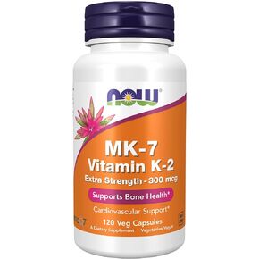 NOW Supplements, MK-7 Vitamin K-2 300 mcg, Cardiovascular Support*, Supports Bone Health*, 120 Veg Capsules