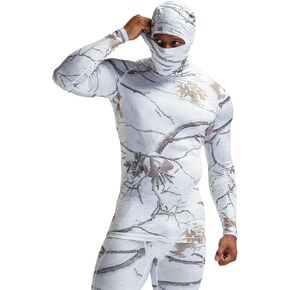 TSLA Men's Long Sleeve Workout Shirts Hoodie with Mask, UPF 50+ Cool Dry Fit Sports Compression Shirts
