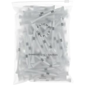 Flight Golf Tees, Premium Lightweight Golf Tees with a Zip Closure Bag for Easy Storage, 3-1/4 Inch, 135 Count, White