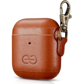 غطاء حافظة Dreem Om AirPods 1 & 2 مع مشبك سلسلة مفاتيح، حافظة Airpods من الجلد النباتي للرجال والنساء، ملحق سماعات أذن فاخرة لهاتف Apple iPhone - بورجوندي in Kuwait