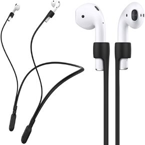 Compatible Airpods Strap, Silicone Anti-Lost Wire Cable Connector Sports Neckband Compatible for Airpods Pro 2nd/ Airpods Pro 1st/ Airpods 3, 2, 1, Galaxy Buds3/ Buds3 Pro, Black