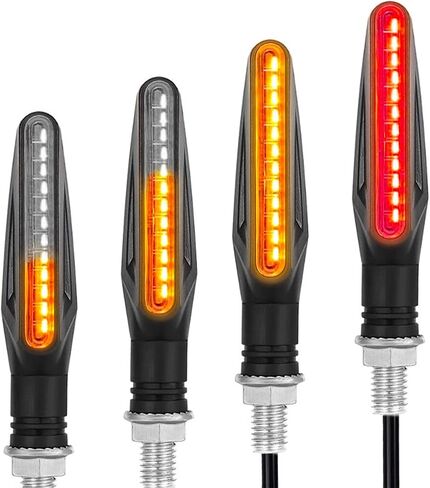 إشارات الانعطاف للدراجة النارية LED، ومضات LED للدراجة النارية، ضوء متدفق للدراجة النارية، ضوء فرامل وامض للدراجات النارية، إشارات الانعطاف LED مع أضواء الفرامل، ضوء إشارة الانعطاف الأمامي للدراجة النارية 12 فولت (4 عبوات) in Saudi Arabia