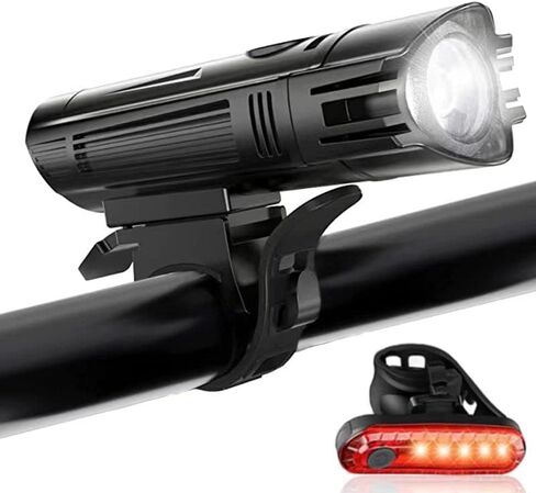 مجموعة مصابيح الدراجة، قابلة لإعادة الشحن عبر USB، مصباح أمامي أمامي فائق السطوع وإضاءة خلفية خلفية للرجال والنساء والأطفال - سهلة التركيب مع 3+5 أوضاع إضاءة - مثالية لركوب الدراجات على الطرق والجبال in Kuwait