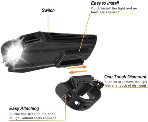 مجموعة مصابيح الدراجة، قابلة لإعادة الشحن عبر USB، مصباح أمامي أمامي فائق السطوع وإضاءة خلفية خلفية للرجال والنساء والأطفال - سهلة التركيب مع 3+5 أوضاع إضاءة - مثالية لركوب الدراجات على الطرق والجبال in Kuwait