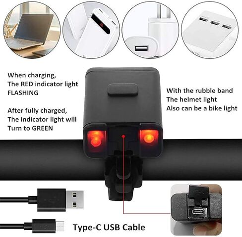 WASAGA ضوء خوذة الدراجة، 200 لومن LED ضوء خوذة الدراجة 3 أوضاع USB قابل لإعادة الشحن مقاوم للماء للدراجة الأمامية و5 أوضاع إضاءة خلفية للدراجة مثالية لركوب الخيل أو الأنشطة الخارجية in Saudi Arabia