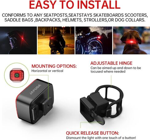 Bike Taillight, Japuda 2 Pack USB Rechargeable Bike Light Set,Super Bright Bike Light 100 Lumens,Led Bike Light,450mah Lithium Battery in Kuwait