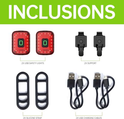 Bike Taillight, Japuda 2 Pack USB Rechargeable Bike Light Set,Super Bright Bike Light 100 Lumens,Led Bike Light,450mah Lithium Battery in Kuwait
