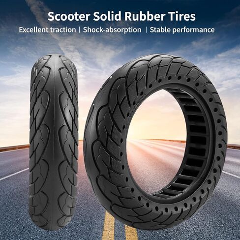 2 PCS 10''×2.5'' Scooter Solid Rubber Tires, Honeycomb Shock Absorption Tires, Explosion-Proof Kick Scooter Tyre, Replacement Front/Rear Wheels for Electric Scooters in Saudi Arabia
