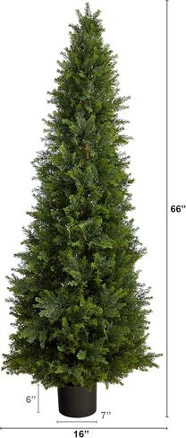 Nearly Natural 5.5ft Cypress Cone Topiary Artificial Tree, Green, UV Resistant, Indoor/Outdoor Use in Saudi Arabia