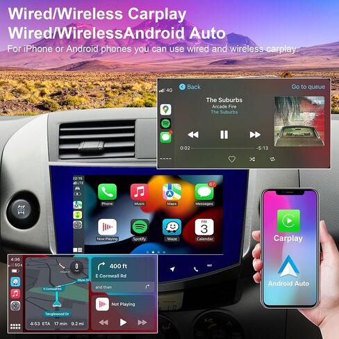 Android 13 Car Radio for Toyota RAV4 2006-2012 Blu-ray 8 inch Touchscreen Car GPS Navigation with Wireless Carplay & Android Auto (8-Octa Core 4GB RAM 64GB ROM) in Kuwait
