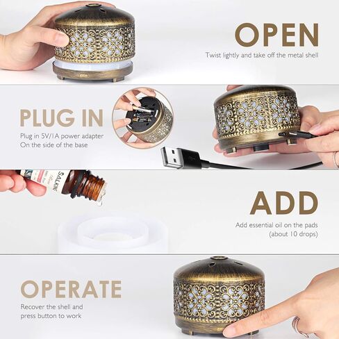 موزع روائح عطرية صغير لاسلكي، ناشر معدني لاسلكي للزيوت العطرية، ناشر روائح محمول للعلاج بالبطارية يعمل بالبطارية وشحن USB، ناشر للسيارة وغرفة النوم والحمام in Kuwait