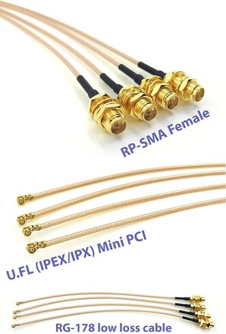 حزمة من 4 RF U.FL(IPEX/IPX) Mini PCI إلى RP-SMA أنثى ضفيرة هوائي واي فاي محوري RG-178 كابل منخفض الخسارة (2.5 بوصة (6.5 سم)) in Kuwait