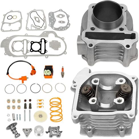 Wztepeng 69mm Valve GY6 Cylinder Rebuild Kit 100cc مجموعة التجويف الكبيرة مع سباق CDI / ملف الإشعال / قابس الإشعال / القابض الزنبركي / 50 مم مجموعة ترقية التجويف المتوافقة مع محرك سكوتر الدراجة 49CC 50CC 139QMB in Kuwait