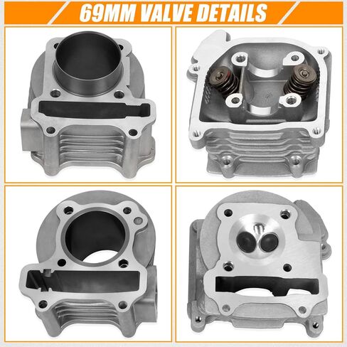 Wztepeng 69mm Valve GY6 Cylinder Rebuild Kit 100cc مجموعة التجويف الكبيرة مع سباق CDI / ملف الإشعال / قابس الإشعال / القابض الزنبركي / 50 مم مجموعة ترقية التجويف المتوافقة مع محرك سكوتر الدراجة 49CC 50CC 139QMB in Kuwait