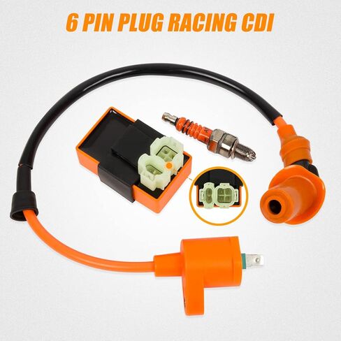 Wztepeng 69mm Valve GY6 Cylinder Rebuild Kit 100cc مجموعة التجويف الكبيرة مع سباق CDI / ملف الإشعال / قابس الإشعال / القابض الزنبركي / 50 مم مجموعة ترقية التجويف المتوافقة مع محرك سكوتر الدراجة 49CC 50CC 139QMB in Kuwait